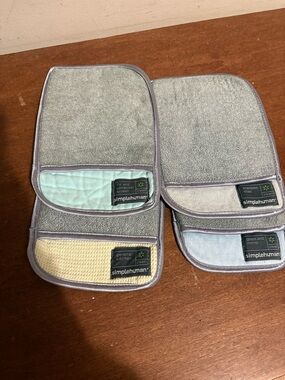 simplehuman Microfiber Cleaning Mitts - Gray with Pastel Pockets (Set of 4)
